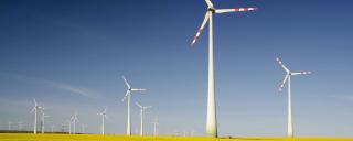 Banner für Blogbeitrag zum Thema Energierecht zeigt Windräder