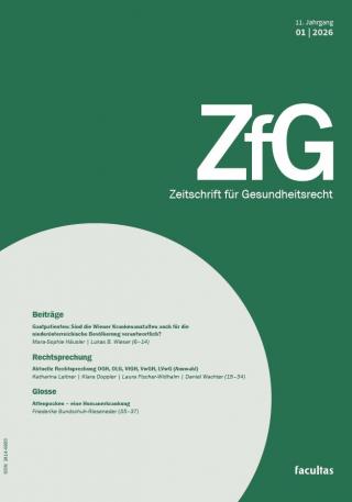 Cover der Zeitschrift Zeitschrift für Gesundheitsrecht