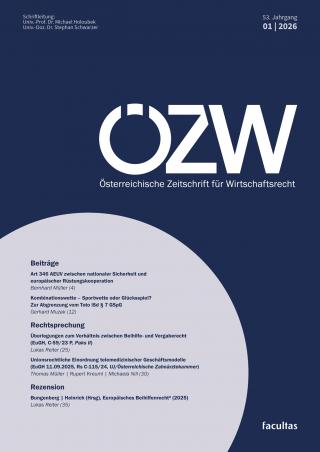 Cover der Zeitschrift Österreichische Zeitschrift für Wirtschaftsrecht