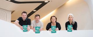 Gruppenfoto von Alice Schmidt, Claudia Winkler, Florian Schütz und Jeroen Dobbelaere
